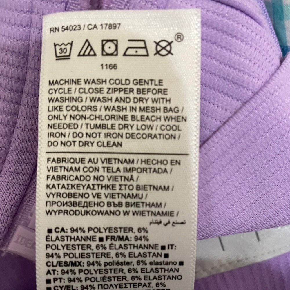 NWOT Athleta Girl Purple Zip Hoodie Textured Activewear Jacket Thumbholes L 12 - Picture 6 of 10
